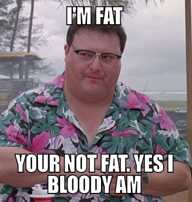 I'm fat Your not fat. Yes I bloody am