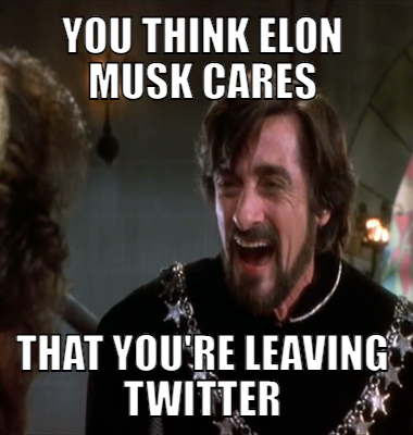 you think elon musk cares that you're leaving twitter
